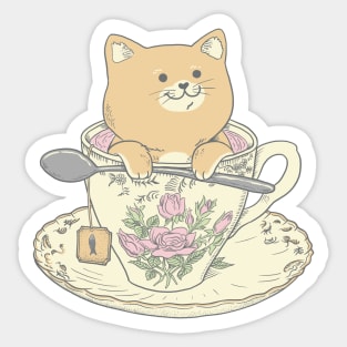 Tea cat time Sticker